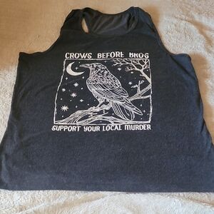 Graphic Tank Top with Crow Design